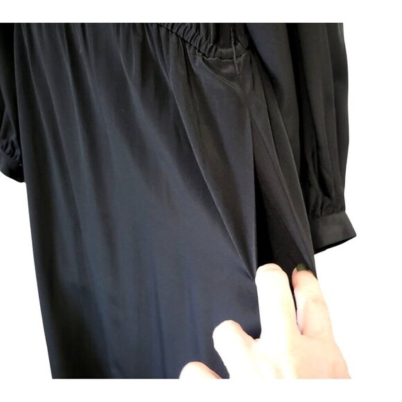 Vintage 1970s B. Altman Black Silk Midi Dress - Picture 7 of 13